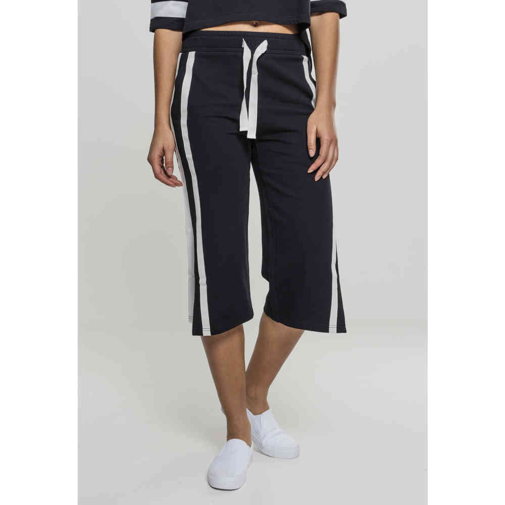 Urban Classics - Terry culotte Pantalon 3/4 - Noir/Blanc